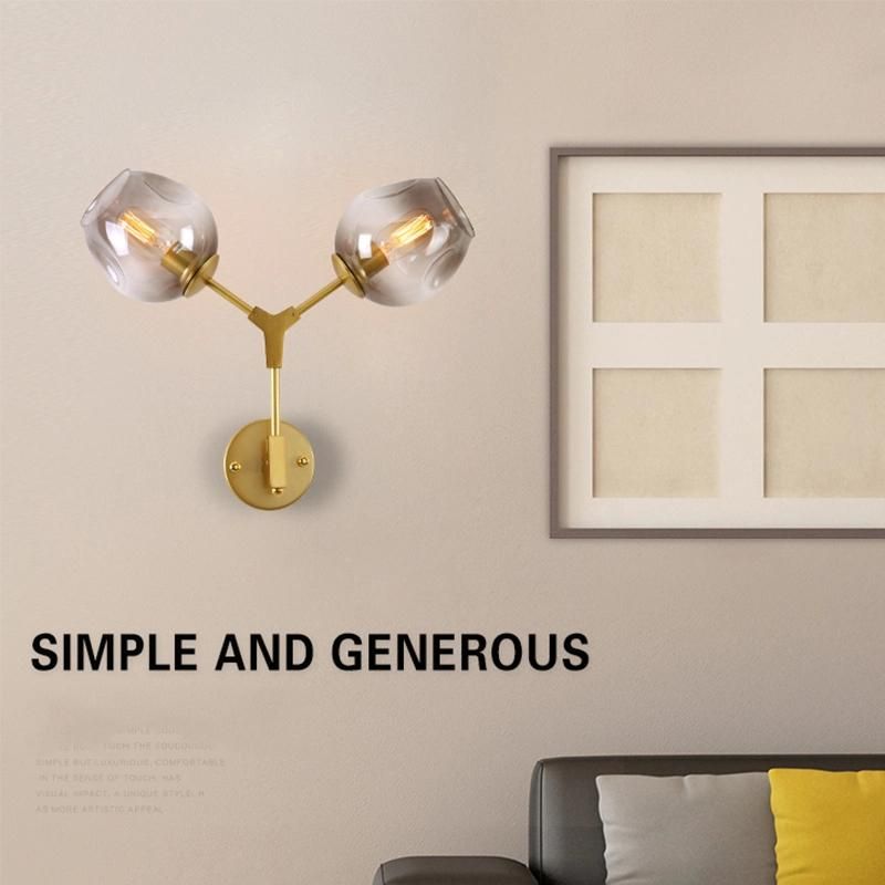 Post Modern Magic Bean Double Head Glass Bubble Cover Villa Hotel Corridor Molecular Wall Lamp (WH-OR-95)
