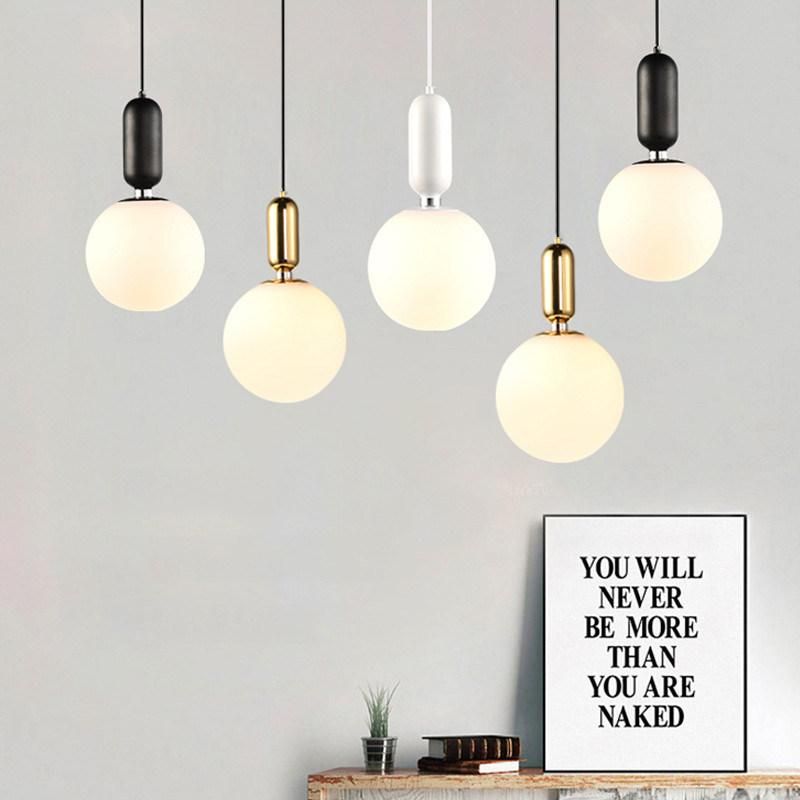 Nordic Creative Single Head Glass Ball Pendant Lamp Bedroom Bedside Lamp Simple Living Room Suspension Lamp (WH-AP-230)