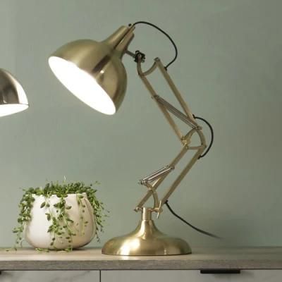 Alonzo Height Adjustable Brass Metal Task Table Lamp