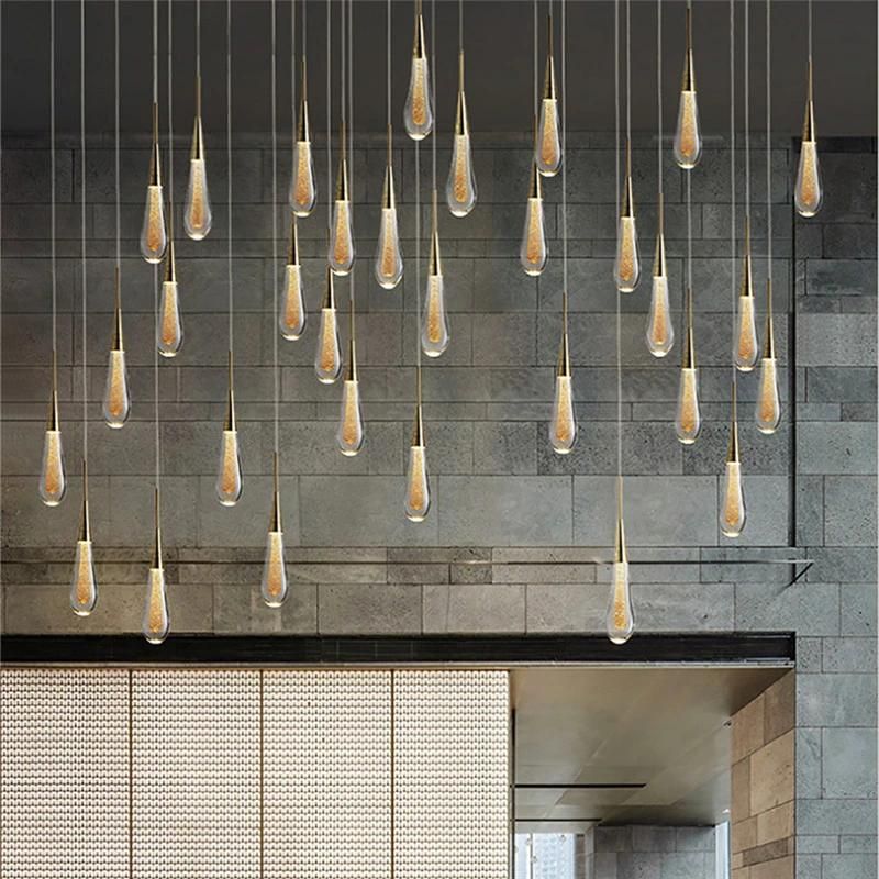 Hotel Project Crystal Glass Rain Drop Pendant Lighting