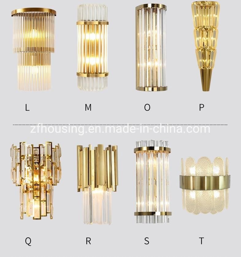 Golden Luxury Light Hallway Wall Lamp Crystal Sconce for Star Hotel