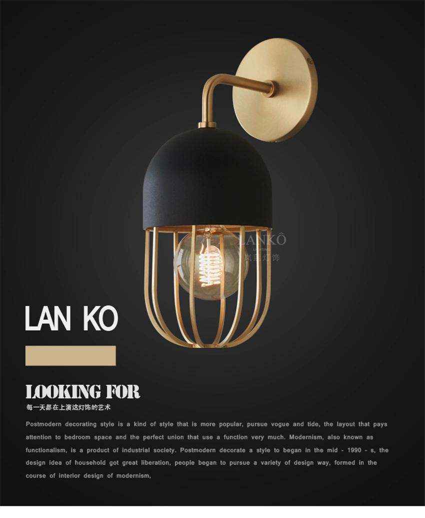Post Modern Iron Lantern Black Gold Wall Lamps Haley Wall Sconce (WH-OR-192)