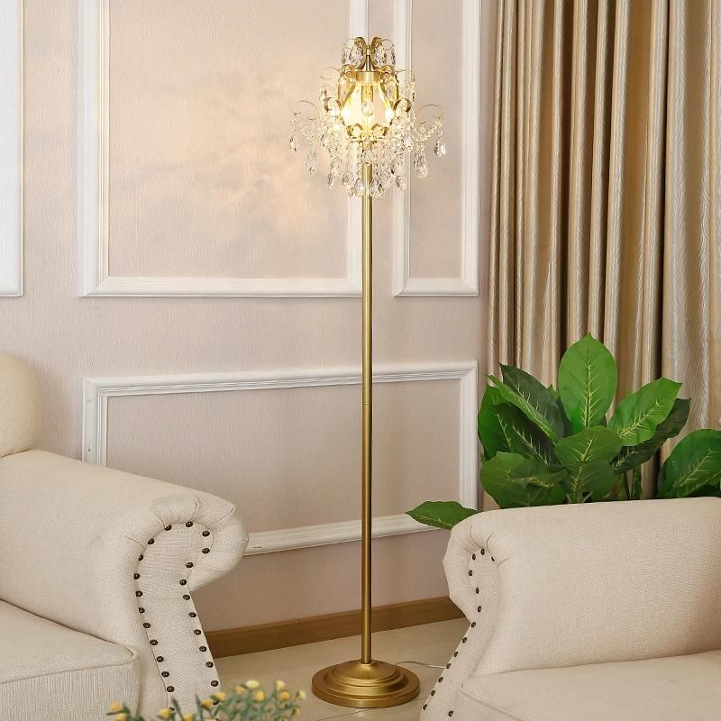 Nordic Luxury Crystals Floor Lamps LED Gold Table Lights Free Standing Lamps for Living Room Europ Floor Lamp (WH-MFL-88)