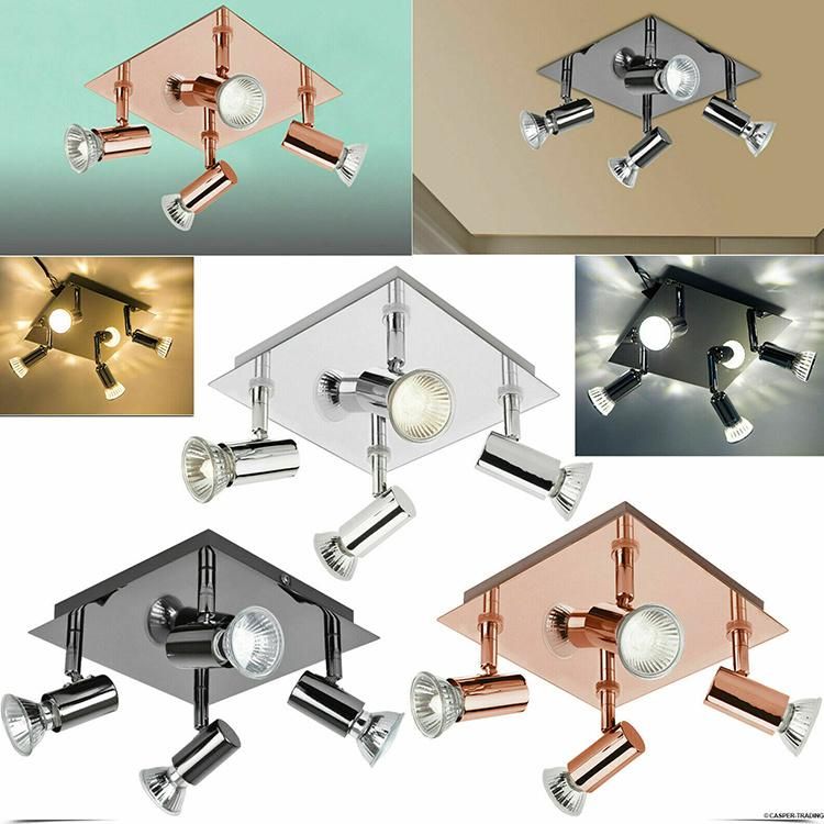 Modern Minimalist Black Chrome Iron Four Head Adjustable Decorative LED Ceiling Light