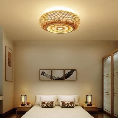 Hand-Woven Bamboo Wicker Rattan Round Lantern Shade Ceiling Light (WH-WA-37)