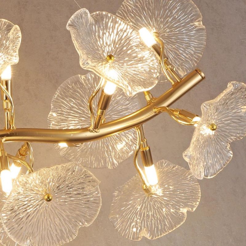 2022 New Modern Designer Sun Flower Glass Chandelier LED Flower-Shaped Dining Room Bedroom Ceiling Light
