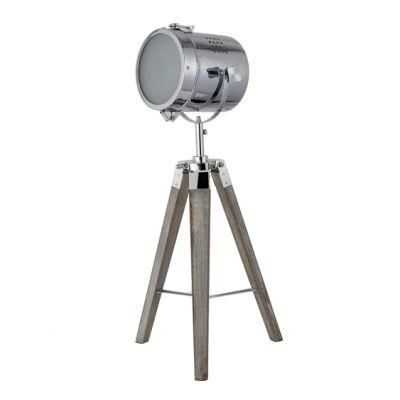 Capstan White Wash Wood &amp; Silver Metal Tripod Table Lamp