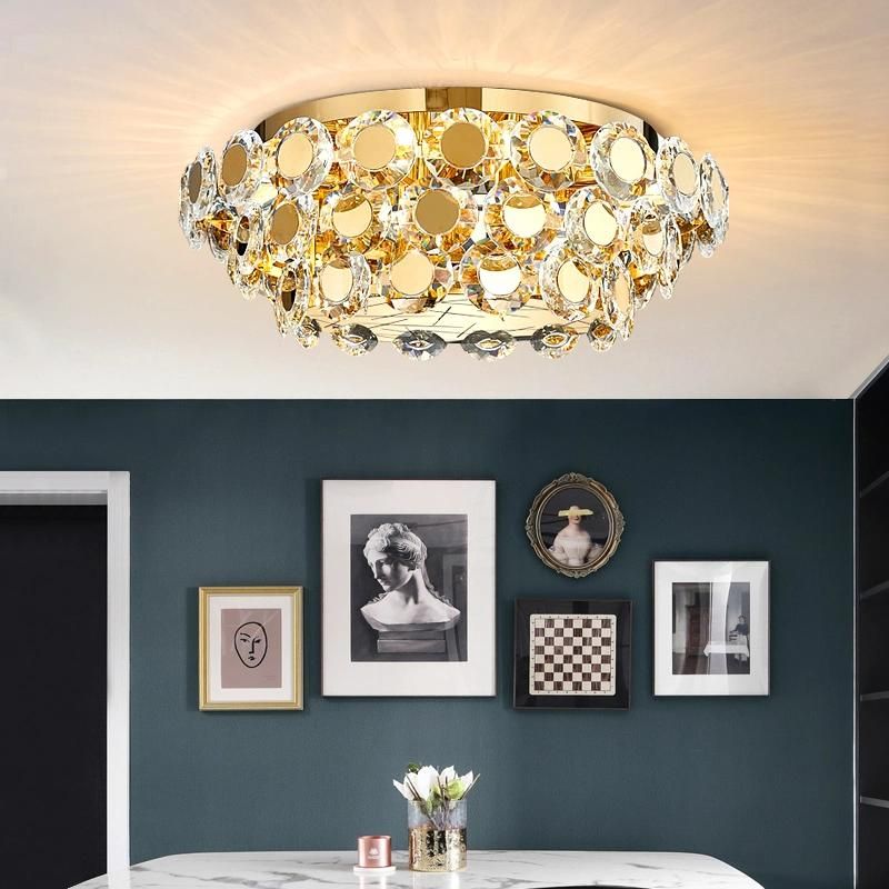 Modern LED Crystal Chandelier Luxury Gold Lustres Round Chandelier Crystal Lighting (WH-CA-73)