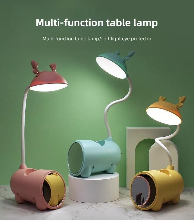Lovely Modelling Pink Blue Yellow Color ABS Bedroom Dressing Table Mirror Mobile LED Night Light