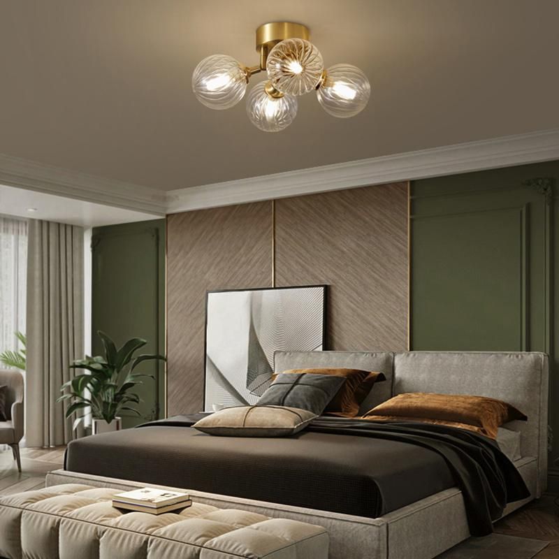 Copper Ceiling Lamp Warm Romantic Simple Modern Living Room Light Luxury Bedroom Lamp