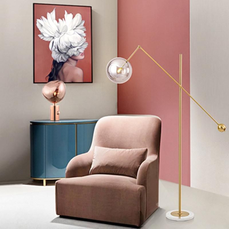 Modern Minimalist Marble LED Golden Glass Ball Floor Lamp Living Room Sofa Vertical Lighting (WH-MFL-41)