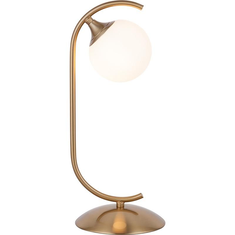 Nordic MID Century Globe Table Lamp Modern Gold Desk Lamp Contemporary Opal Glass Globe Reading Lamp for Bedroom Living Room Study Room(Matt Brass & Opal Glass)