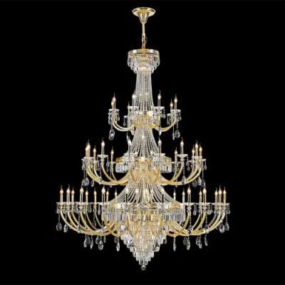 Banquet Roof Party Big Large Hotel Long Luxury Lobby Custom Italian Crystal Gold Chandelier Pendant Light for Weddings Hall