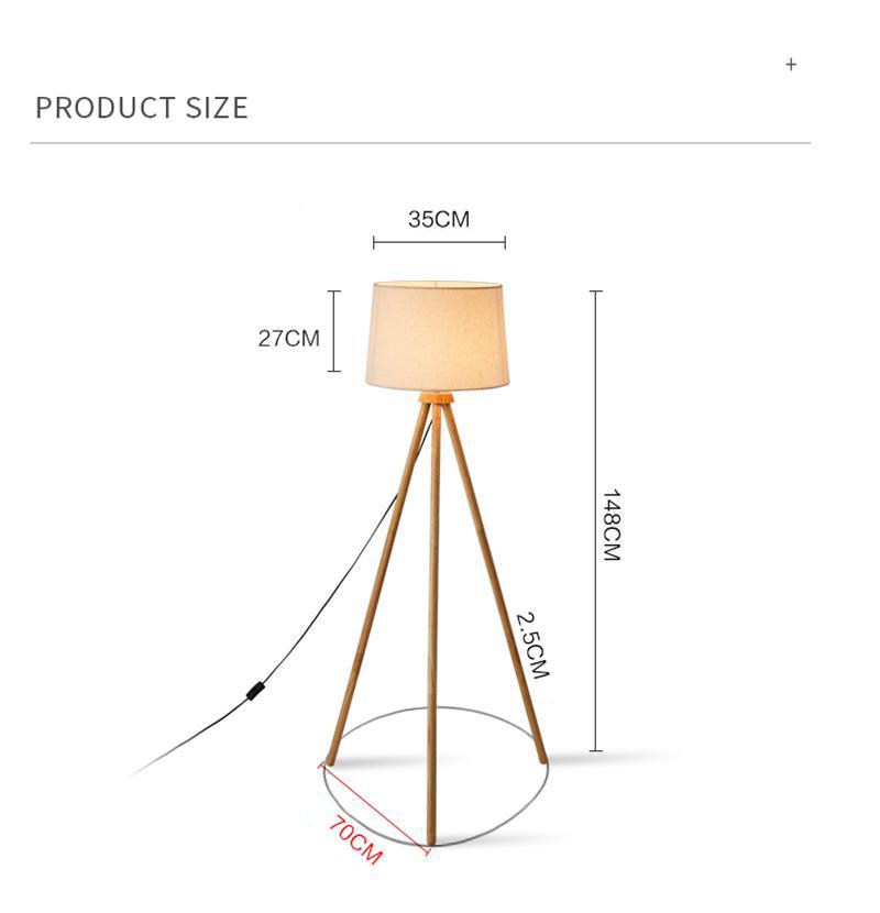 LED Modern Light Luxury Floor Lamp Indoor Wooden Foot Standing Lamp Bedroom Lighting