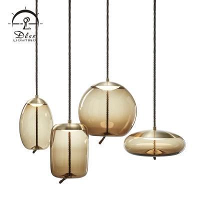 Latest Product Gold Amber Color Glass LED Hanging Pendant light