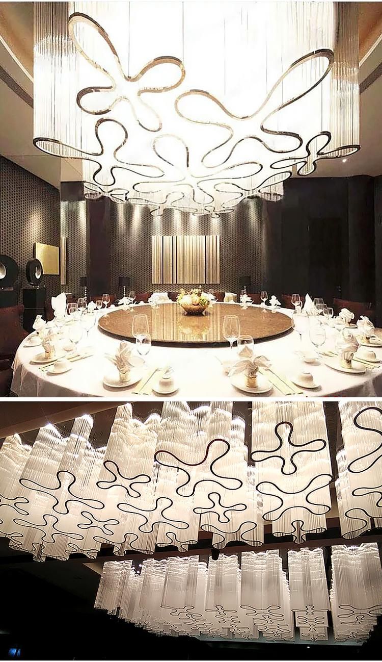 White Flower Shape Luxury Modern Stair Hotel Banquet Hall Huge Project Custom Chandelier Lamp