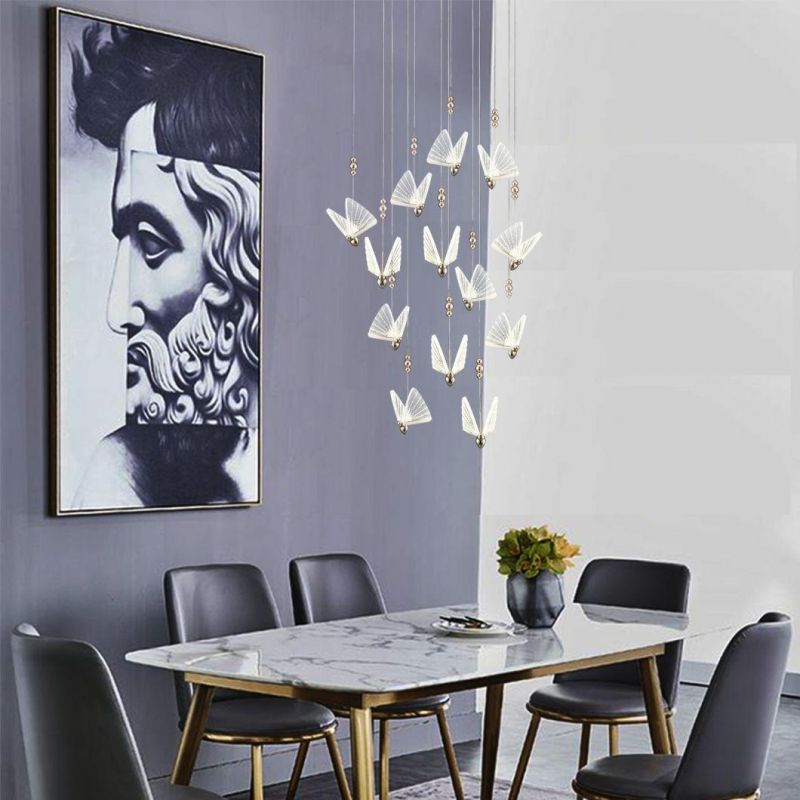 Butterfly Warm Lighting 3000K Metal Crystal 13*3W Chandelier