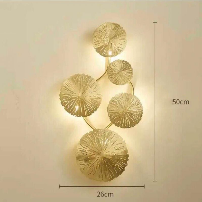 Light Luxury Indoor Wall Lamp Bedside Bedroom Living Room Stairs Aisle Corridor Background Decorative Light Lotus Leaf Lamp