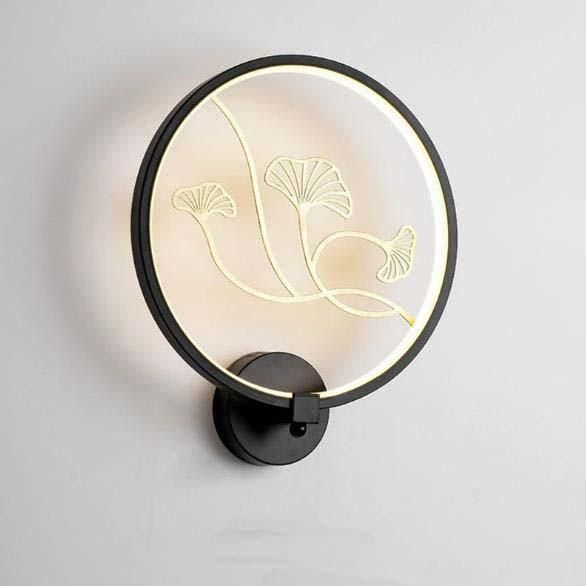 New Chinese Style Creative Personality Staircase Living Room Decoration LED Round Plum Blossom Wall Lamp
