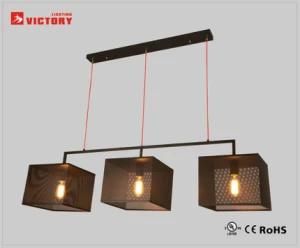 3 Lights Black Metal Modern Simple Pendant Chandelier Lamp