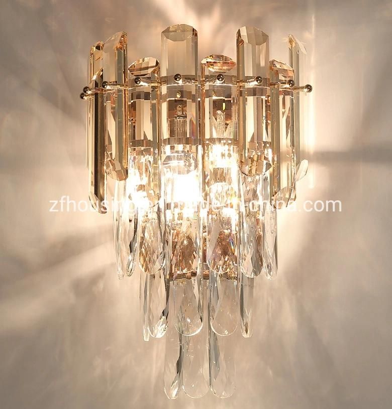 Post-Modern Luxury Champagne Gold Crystal Wall Lamp for Bedroom Bedside Lamp Creative Living Room TV Background Wall Corridor Light