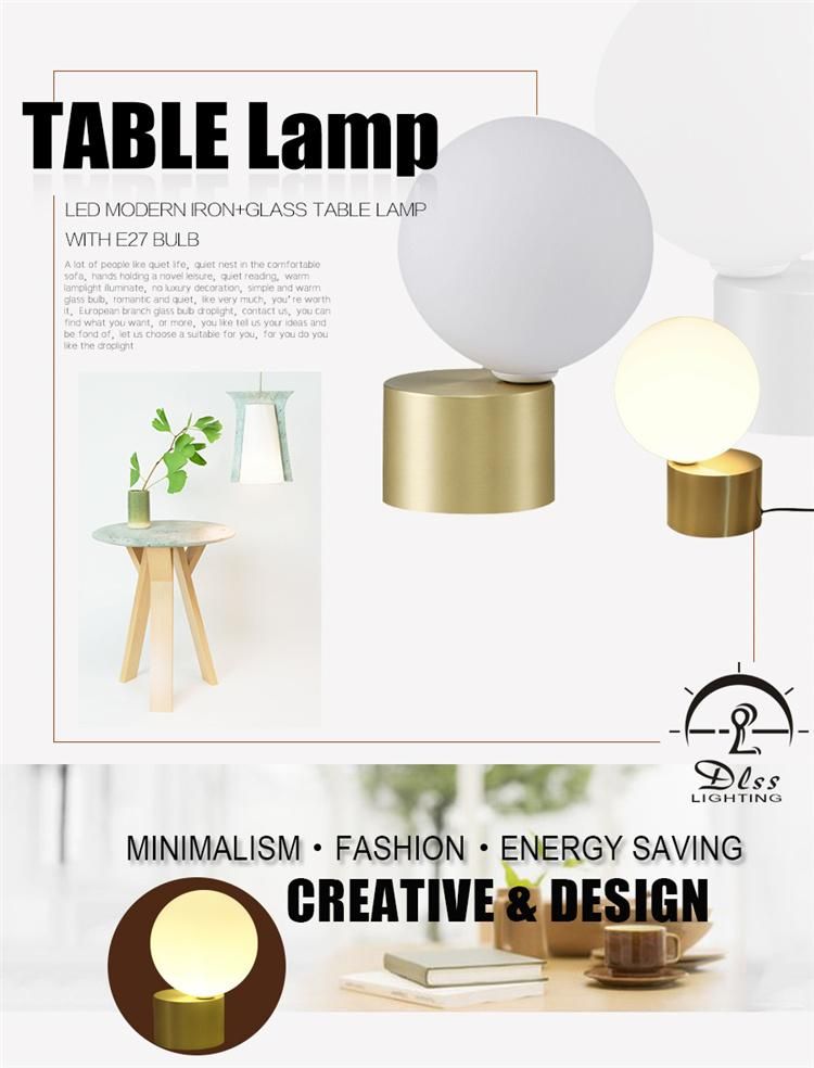 Round Glass Gold Base Modern Table Lamp