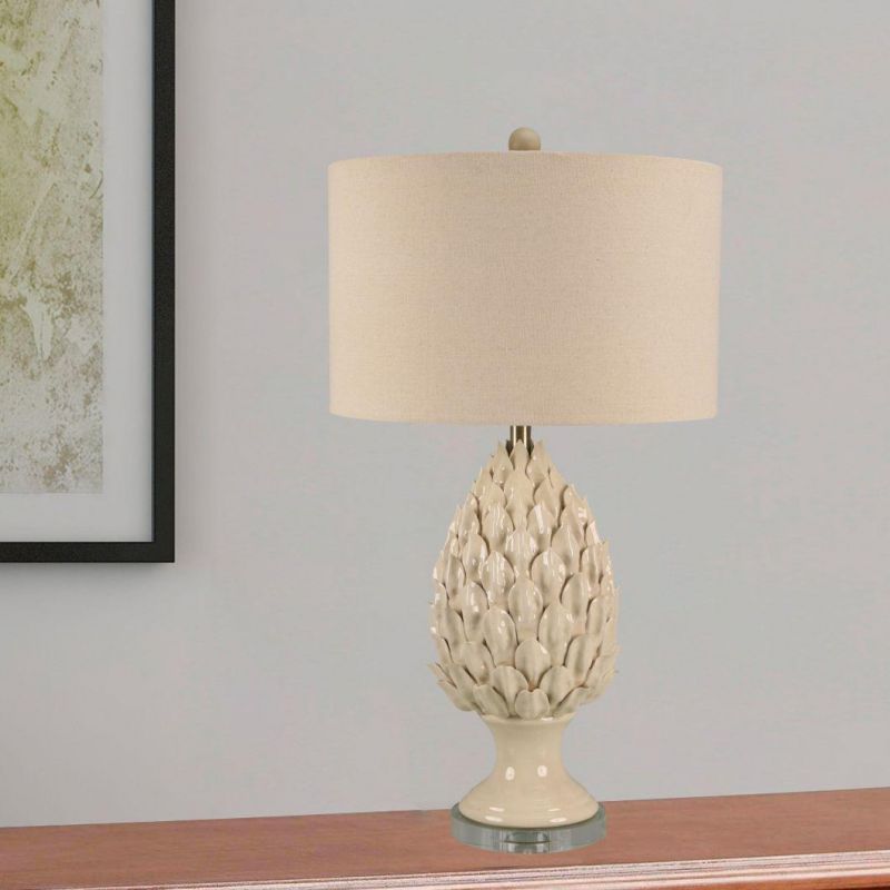 High Quality Big Size Ceramic Table Lamp with Shade for Hotel Bedside Lamp Handmade