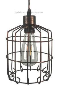 Vintage Iron Cage Brushed Bronze Industrial Pendant Lighting for Kitchen, Living Room