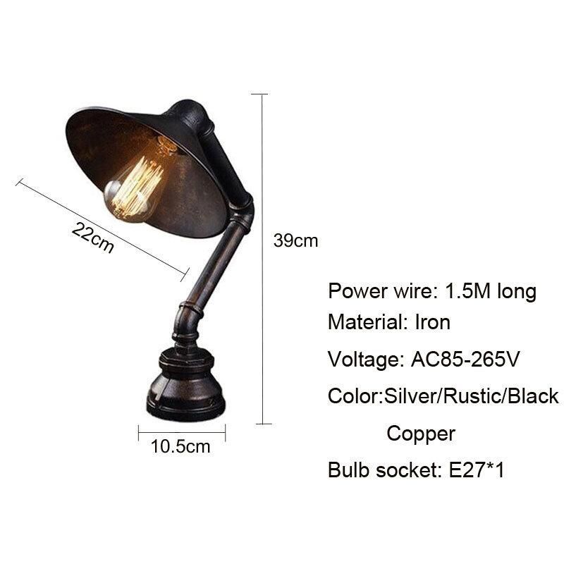 Industrial Steam Punk Study Light 110V 220V Switching E27 Table Light Water Pipe Iron Desk Table Lamp (WH-VTB-28)