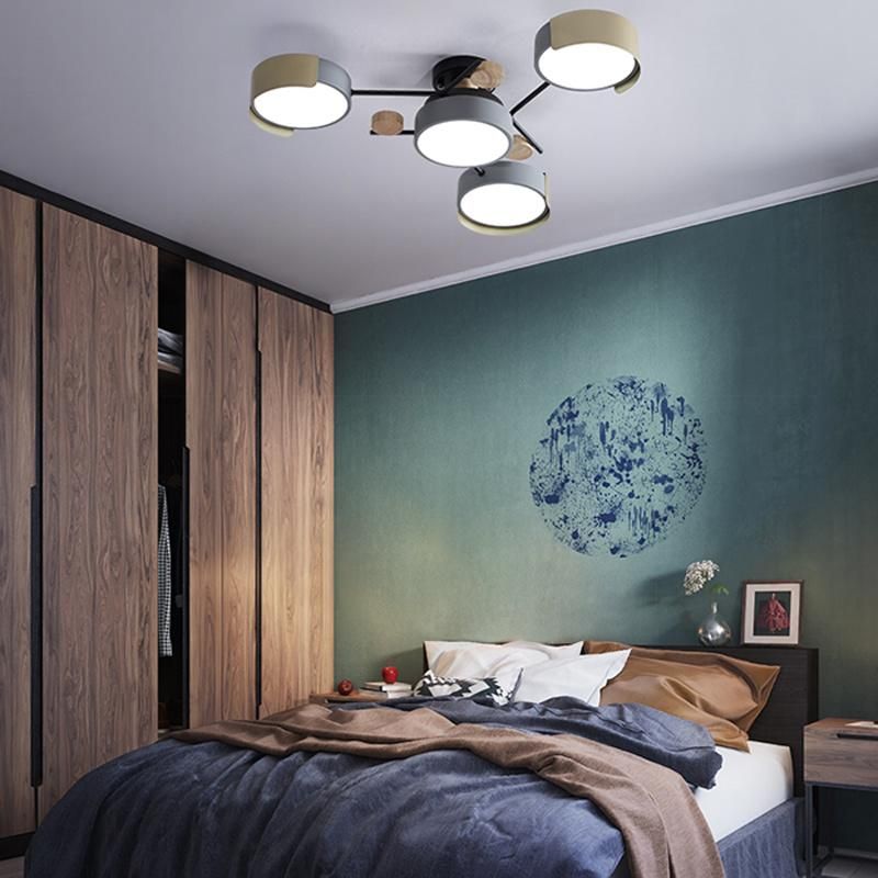 Living Room Lamp Creative Personality Hall Light Simple Modern Bedroom Wood Art LED Ceiling Light