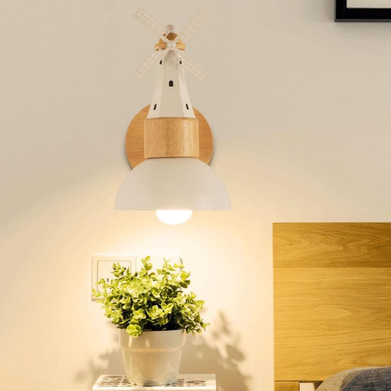 Nordic Minimalist Wooden LED Wall Lamps Windmill Bedside Wood Wall Light (WH-OR-63)