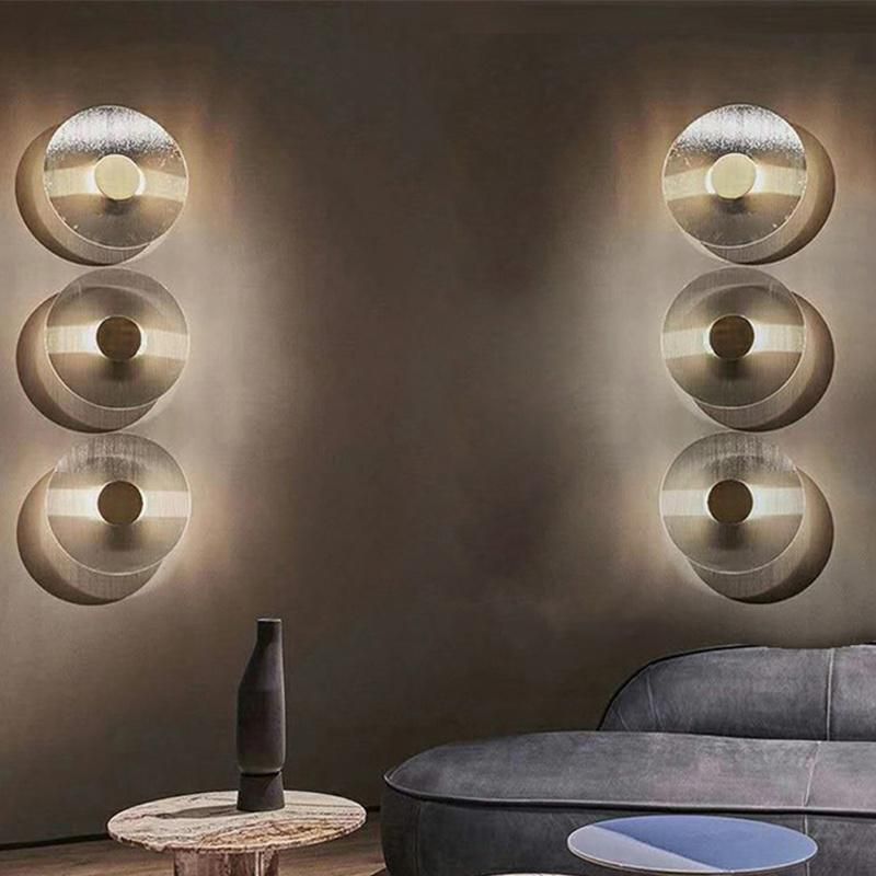 Postmodern Simple Copper Glass Wall Lamp Living Room Bedroom Art Light