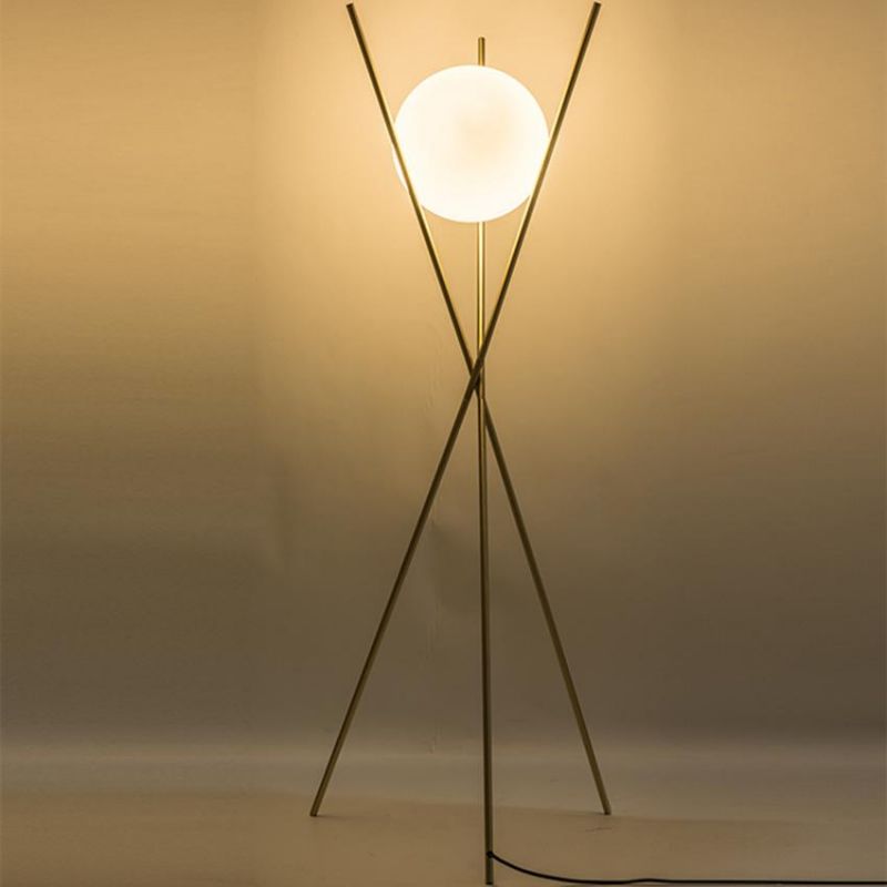Modern LED Floor Lamp Iron Glass Ball Stand Lights for Living Room Nordic Bedside Floor Lamp (WH-MFL-114)