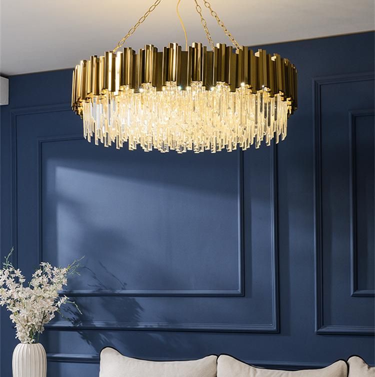 Modern American Euroueap Home Decoration Luxury Crystal Brass Copper Iron Metal Hanging Pendant Lights Chandelier