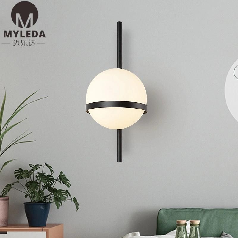 White Glass Ball Wall Lamp