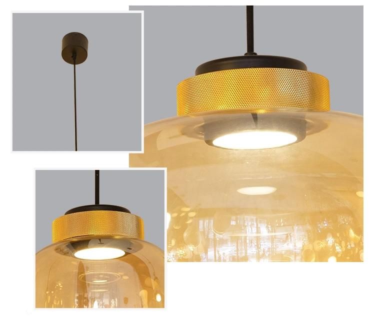 Hot Amber and Smoky Glass Pendant Lamp Lighting for House Decoration