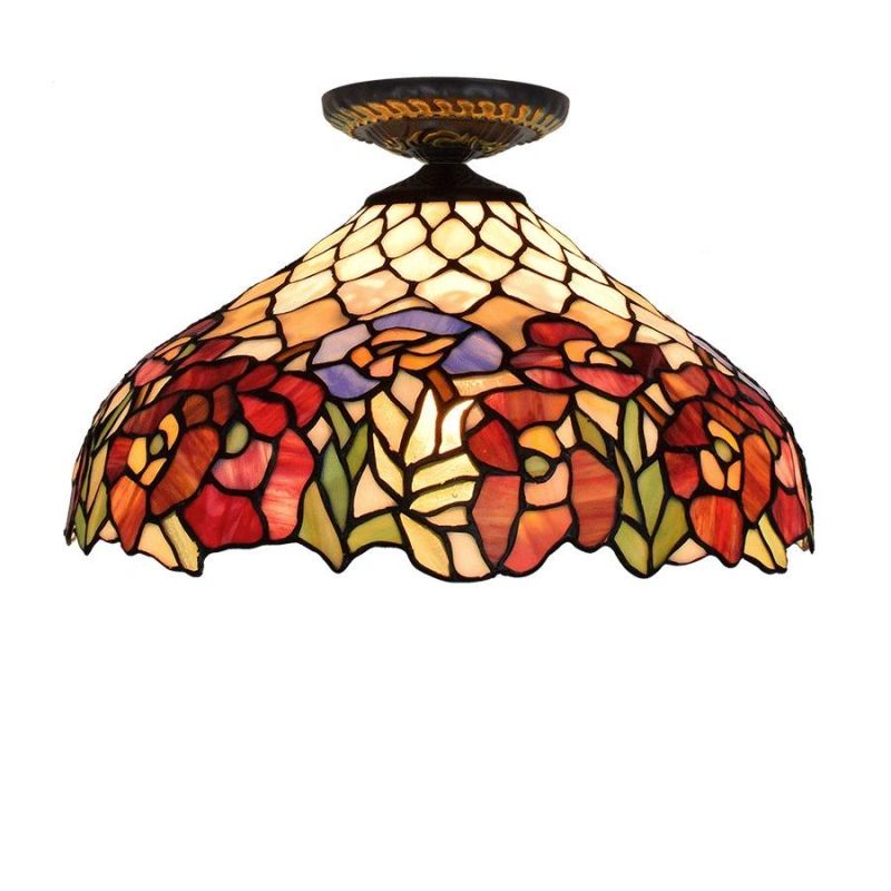 European Countryside Vintage Tiffany Multi-Color Glass Restaurant Bedroom Industrial Lighting Rustic Lamp (WH-TA-27)