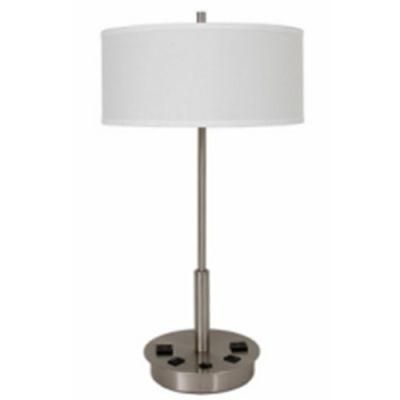Stain Nickel Metal Lamp Body and Fabric Lamp Shade Table Lamp.