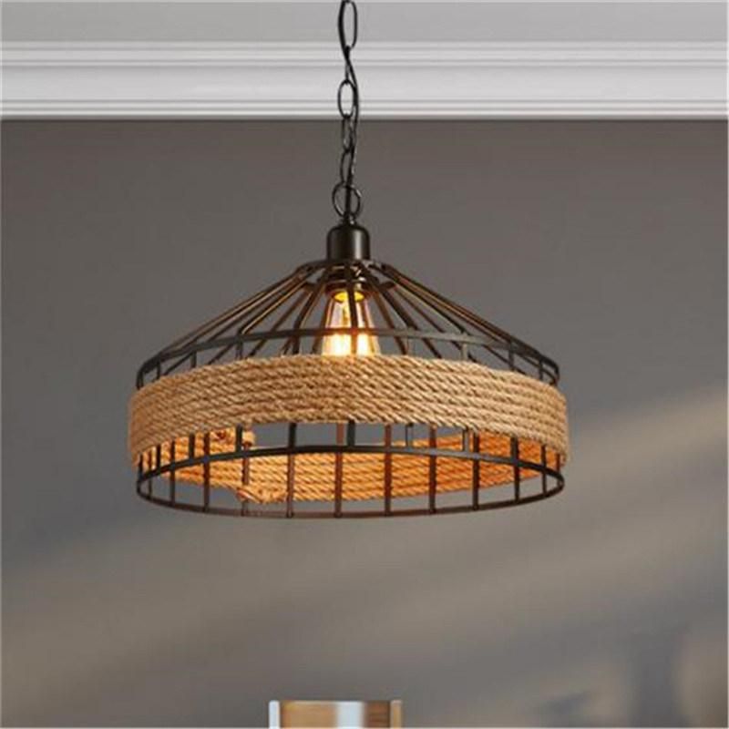 Vintage Hemp Rope Pendant Light Chandelier Lighting for Dining Room Kitchen (WH-VP-15)