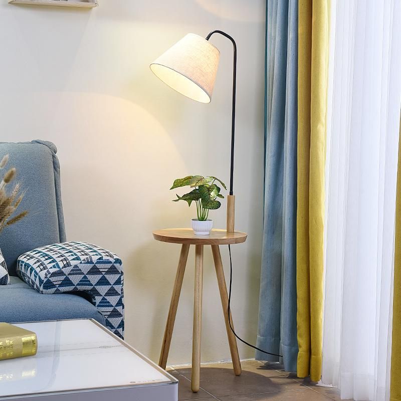 LED Indoor Bedroom Simple Modern Storage Coffee Table Light American Wooden Vertical Floor Lamp