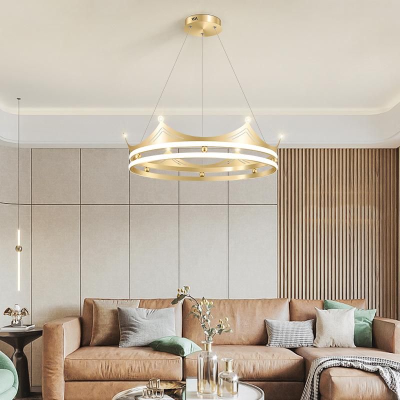 Crown Design Modern Style Living Room Chandelier Bedroom Pendant Lamp