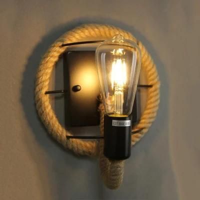 Loft Retro Style Hemp Rope Wall Lamp Industrial Vintage Restaurant Light Fixtures Home Decor Bar Cafe Dining Room Wall Light E27