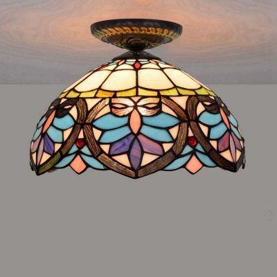 European Style Vintage Baroque Ceiling Lamp Stained Glass Light LED Surface Mounted Ceiling Light (WH-TA-26)
