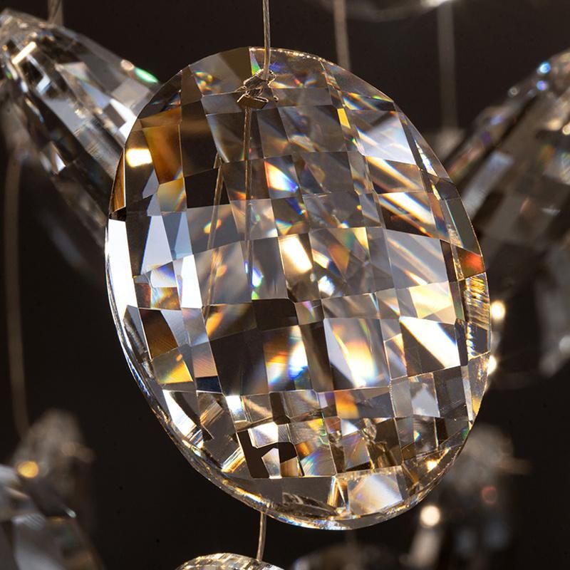 Villa Living Room Pendant Lamp Light Luxury Full Copper Crystal Bedroom