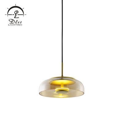 Amber Glass SMD LED 7W Small Bowl Pendant Lamp