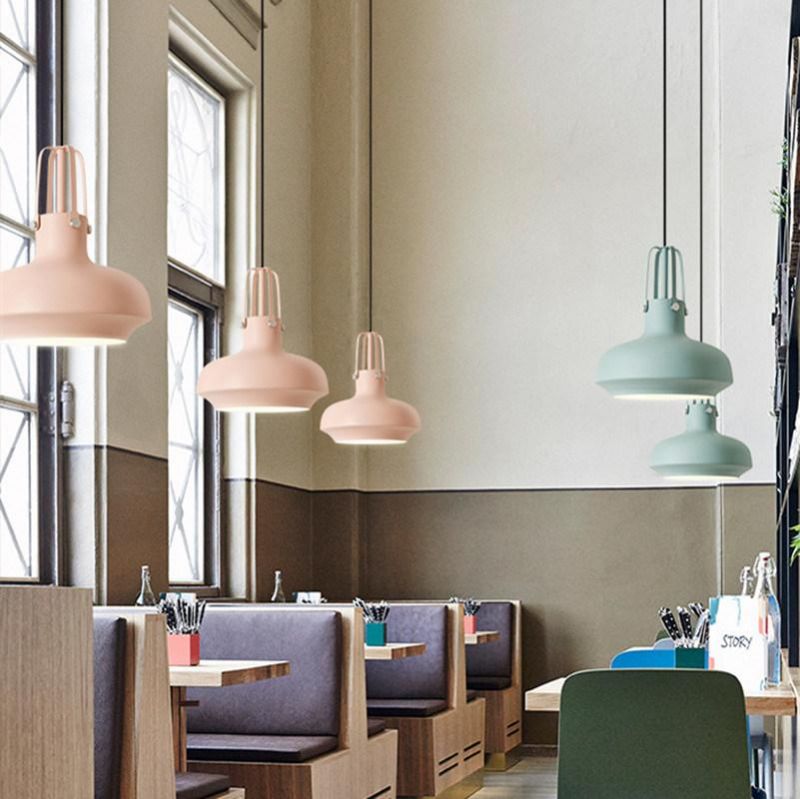 Modern LED Iron Pendant Lights Kitchen Bar Living Room Ranveig Nordic Pendant Light in Pastel Colors (WH-AP-335)