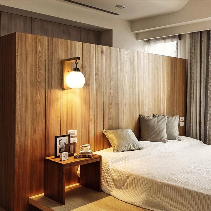 Bedside Wall Lamp Bedroom Living Room Corridor Wood Simple LED Light