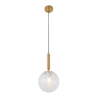 Hotsale Metal Glass Transparent Single Ball Hanging Lamp Round Iron Chandelier Ceiling Light E27 Indoor Pendant Light