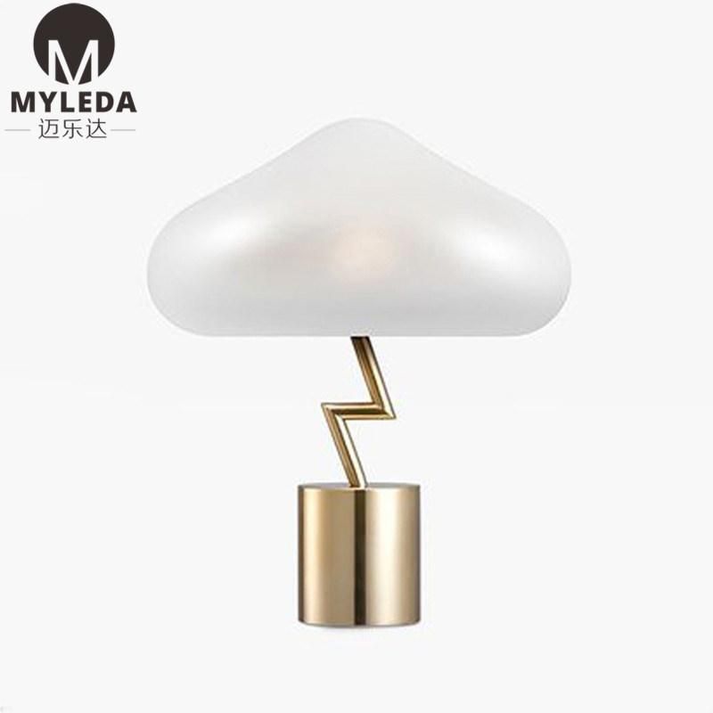 Mashroom Glass Golden Metal Hotel Modern Desk Table Lamp Light