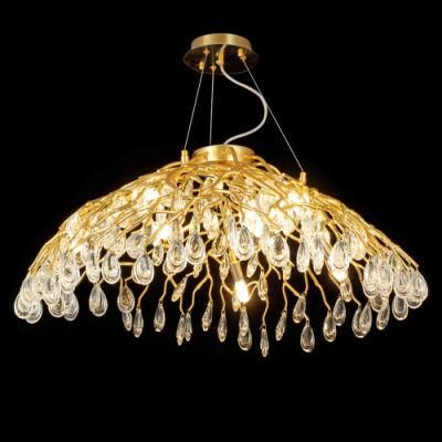 2022 Home Decor Pendant Lamp Bedroom Villa Lobby Brass Chandelier Tree Branch Crystal Latest Design